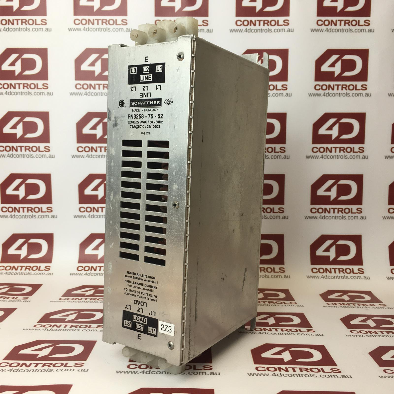 FN3258 75 52 Schaffner RFI Power Line Filter 75A 33mA fn3258-75-52-schaffner-rfi-power-line-filter-75a-33ma