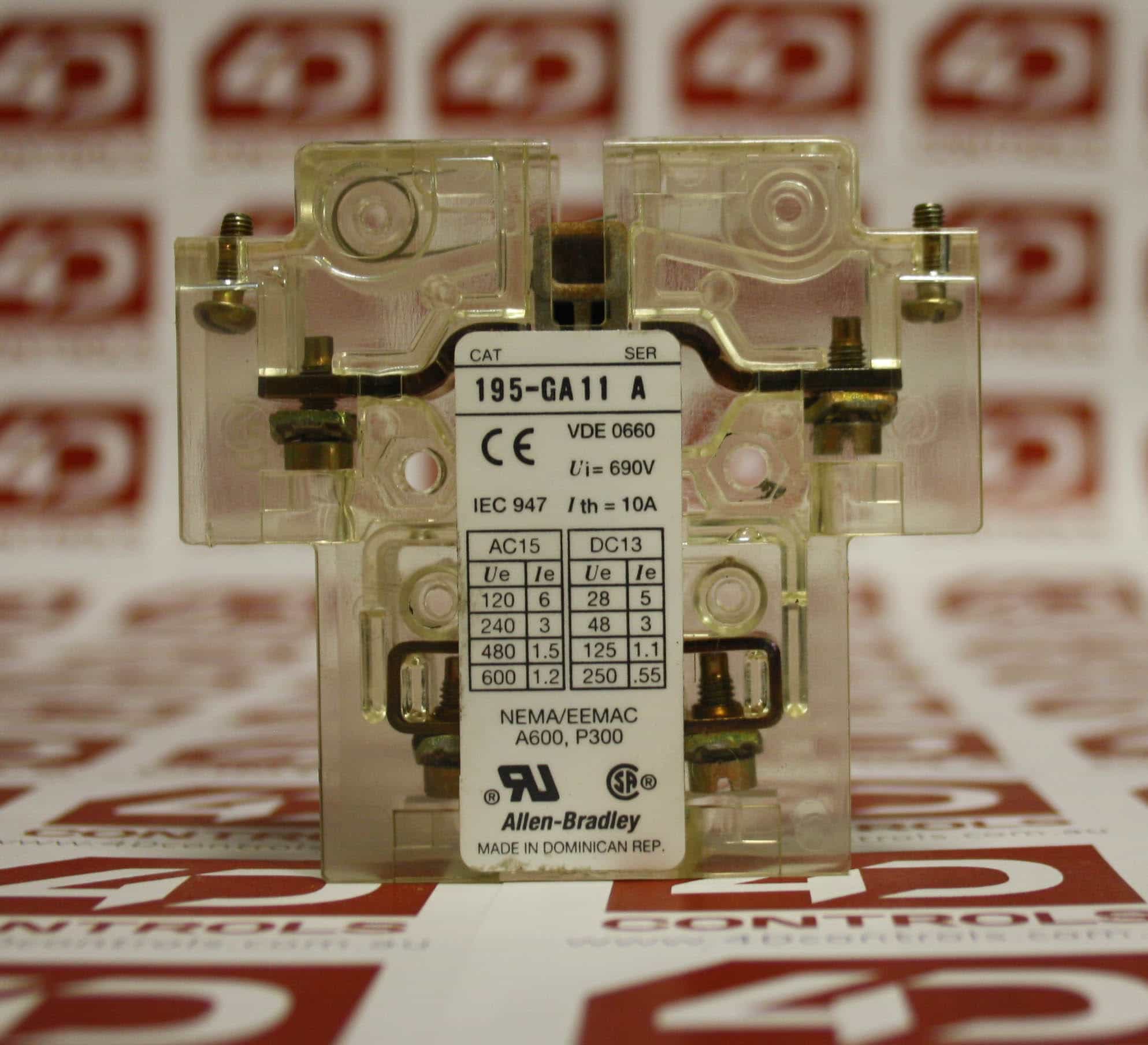 Allen-Bradley AUXILIARY CONTACT BLOCK 195-GA10 main image 1