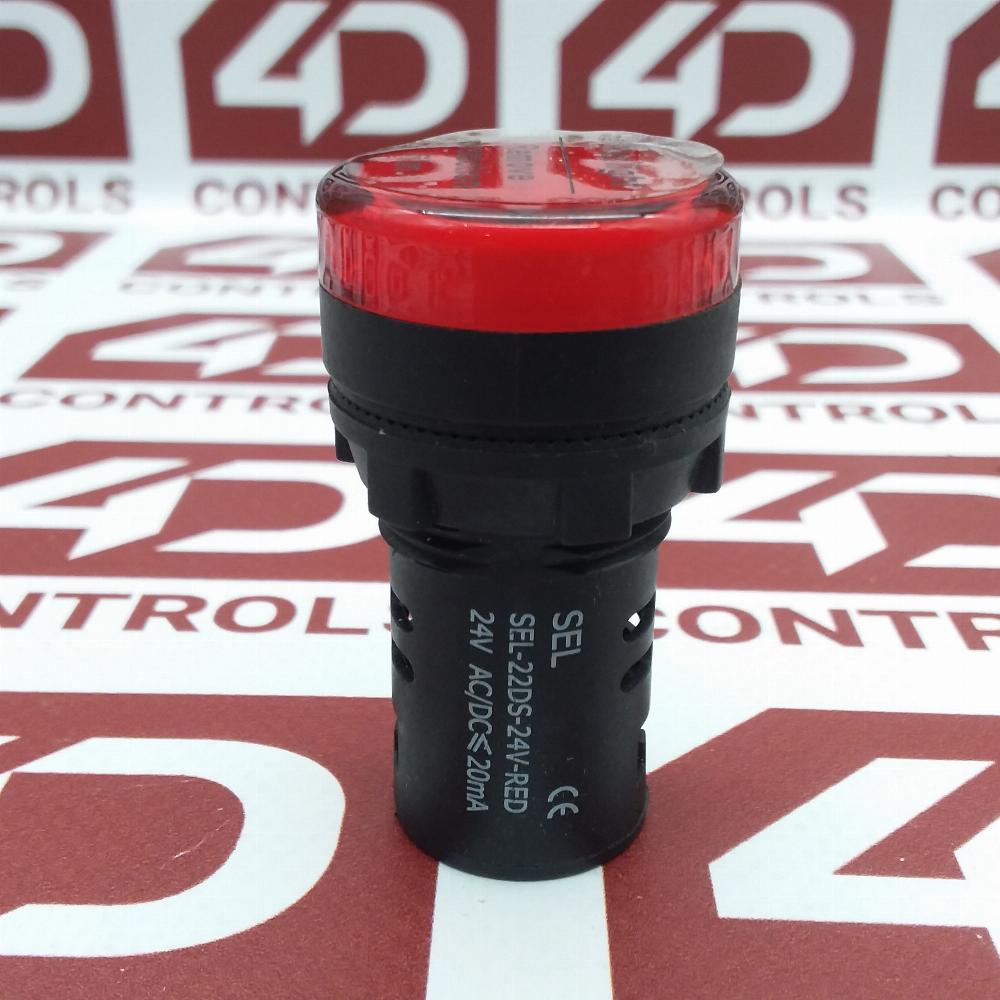 SEL-22DS-24V-RED | SEL | LED Pilot Light, 24VAC/DC, Panel Mount, 22mm Cutout