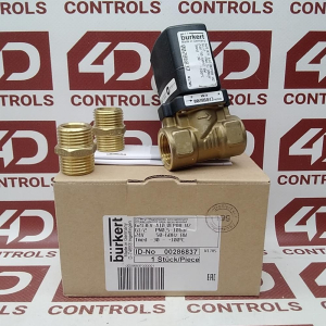 00286837 | Burkert | 2/2 Way Solenoid Valve, 24VAC Coil, Servo Assisted, Brass