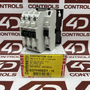 037H0021-16 | Danfoss | Contactor,  9A,  3 Phase,  3 N.O., 24VACoil,  50/60Hz